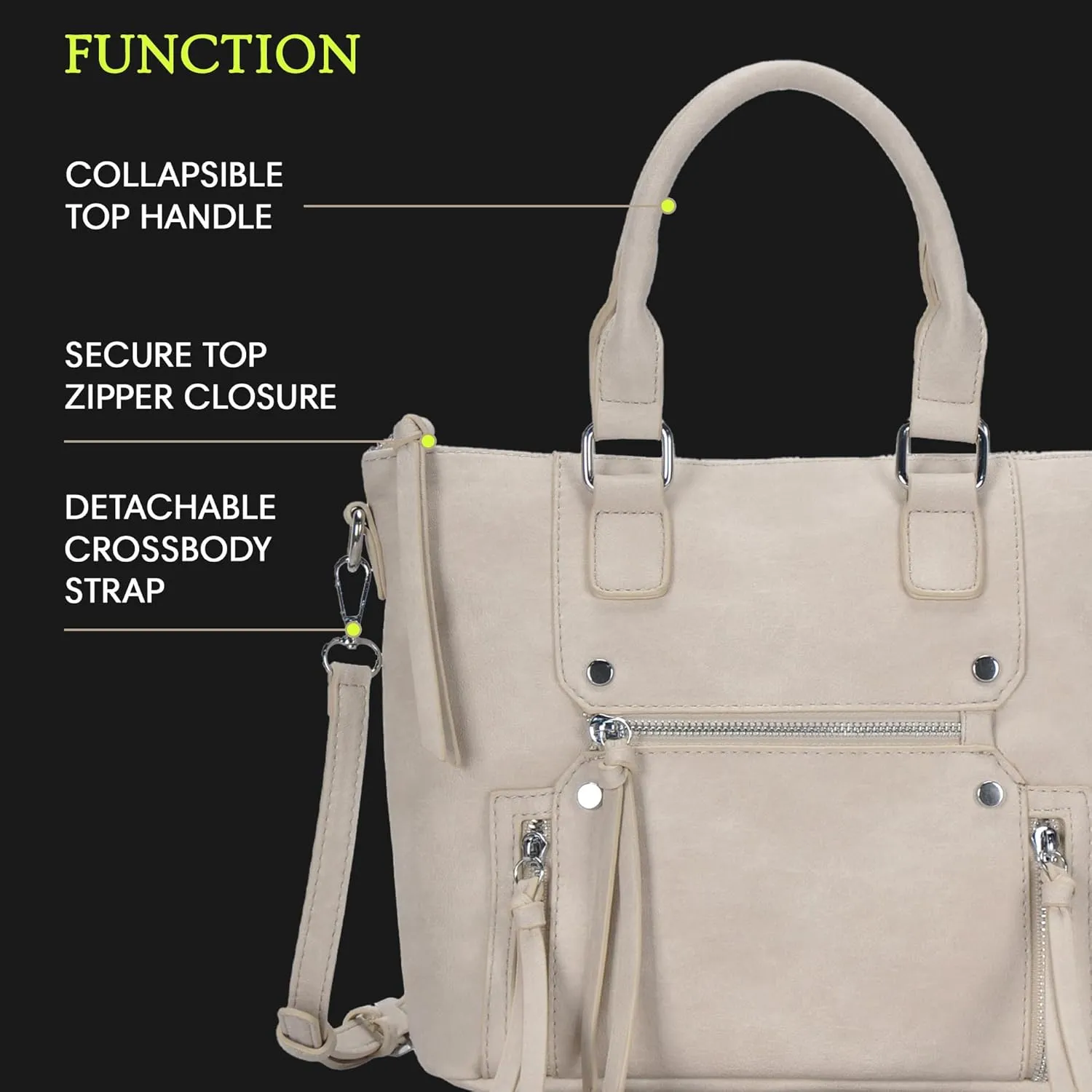 Antik Kraft Clover Satchel | Top Handle Satchel Purse for Women, Vegan Leather Purses and Handbags | 12.5L x 4.5W x 9.5H