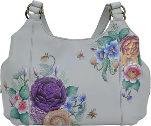 Anuschka Women’s Genuine Leather Large Triple Compartment Hobo - Hand Painted Exterior