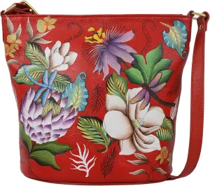 Anuschka Women's Original Hand-Painted Genuine Leather Bucket Tote Bag