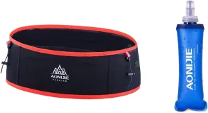 AONIJIE Running hydration belt, waist bag with 250ml soft water bottle, multifunctional suitable for trail running and mountaineering (Black and red,L/XL)