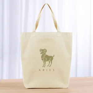 Aries Zodiac Tote Bag - black khaki