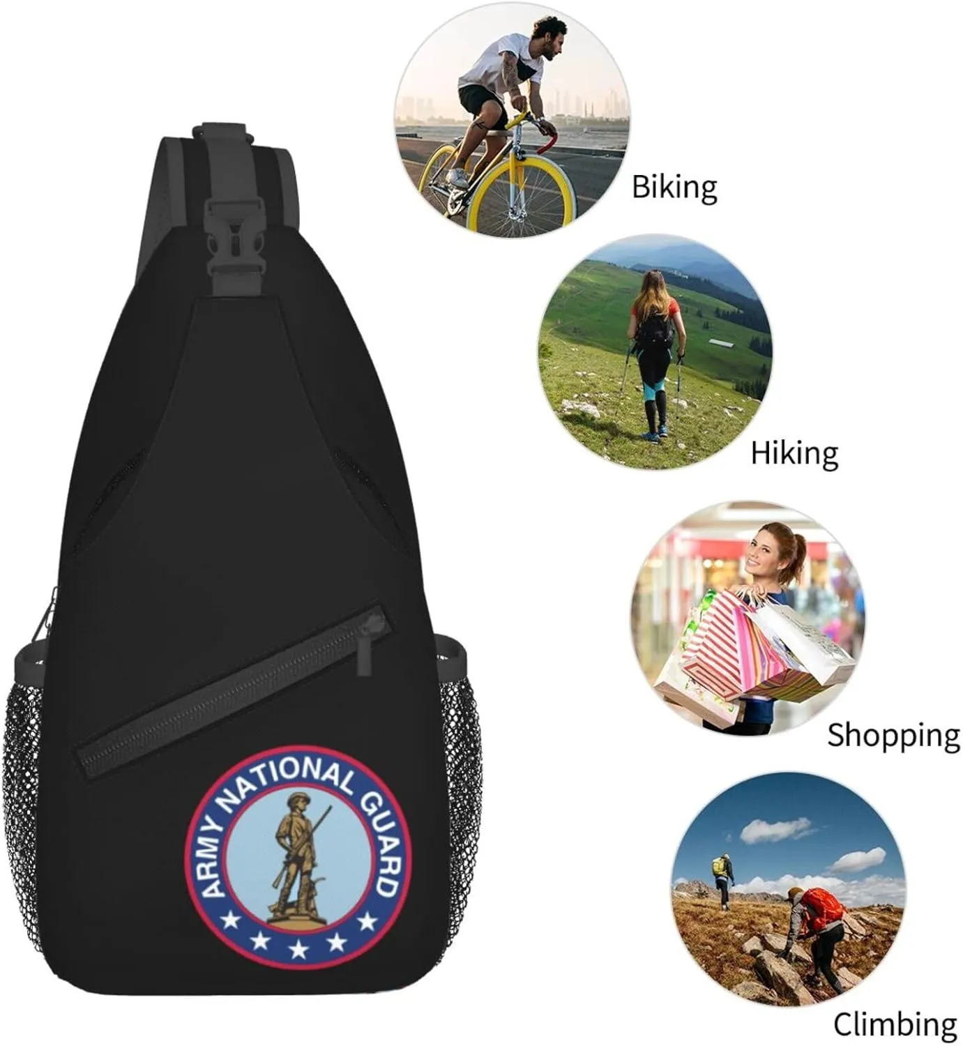 Army National Guard Sling Backpack Shoulder Chest Bag For Men Women Hiking Travel Crossbody Daypack