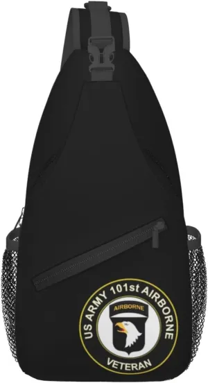 Army Veteran 101st Airborne Division Sling Backpack Shoulder Chest Bag For Men Women Hiking Travel Crossbody Daypack