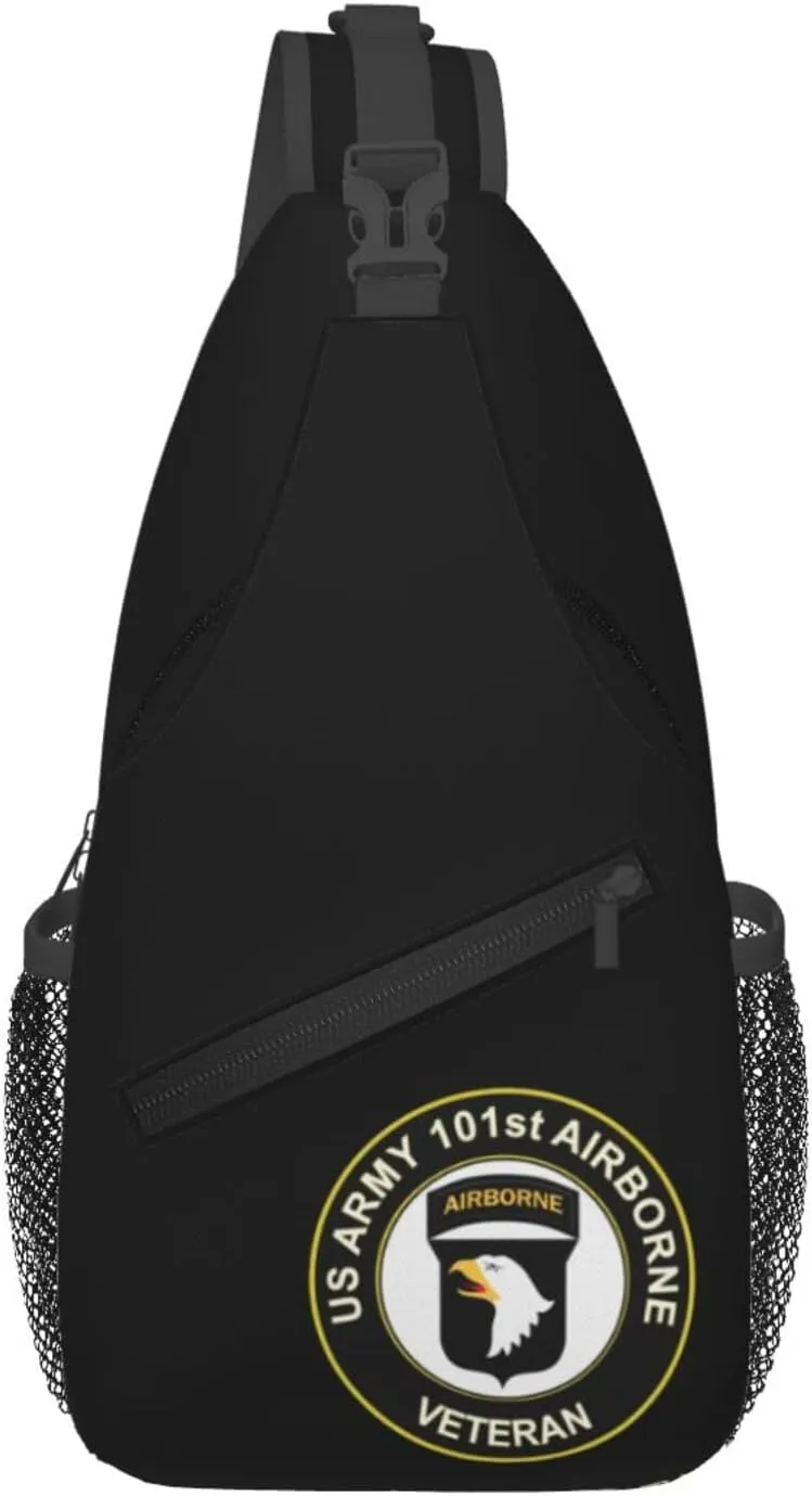 Army Veteran 101st Airborne Division Sling Backpack Shoulder Chest Bag For Men Women Hiking Travel Crossbody Daypack
