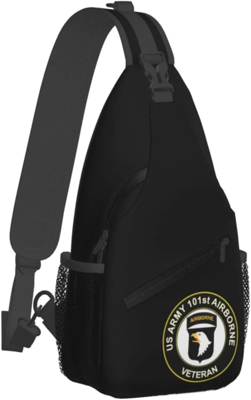 Army Veteran 101st Airborne Division Sling Backpack Shoulder Chest Bag For Men Women Hiking Travel Crossbody Daypack
