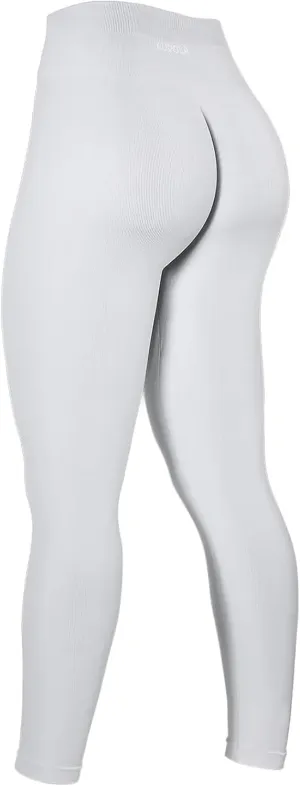 AUROLA Power Workout Leggings for Women Tummy Control Squat Proof Ribbed Thick Seamless Scrunch Active Pants