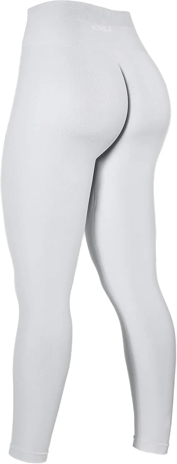 AUROLA Power Workout Leggings for Women Tummy Control Squat Proof Ribbed Thick Seamless Scrunch Active Pants