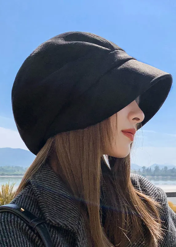 Autumn Winter French Khaki Suede Bucket Hat