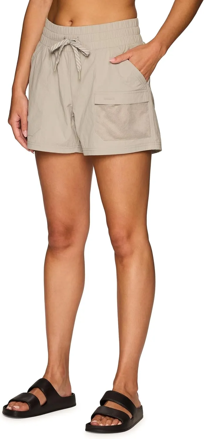 Avalanche Women's Ripstop Hiking Short, Drawstring Waist Lightweight Crinkle Woven Cargo-Style Shorts for Women