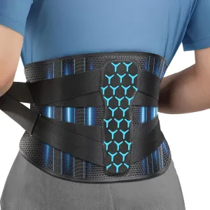 Back Brace for Men Lower Back with 7 Stays, Adjustable Knitted Lumbar Support Belt for Pain Relief, Breathable Soft Mesh Design with Lumbar Pad, Ergonomic Back Support Brace for Scoliosis - Size S (Waist: 27.6"-33.5")