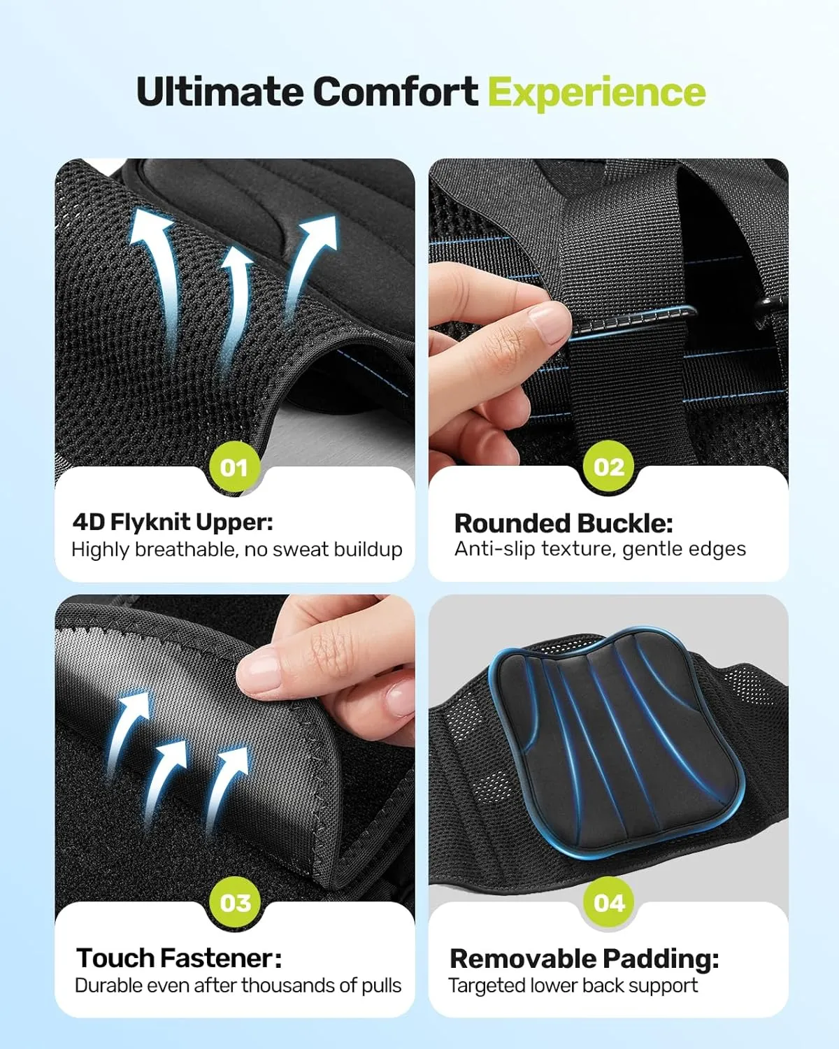 Back Brace for Men Lower Back with 7 Stays, Adjustable Knitted Lumbar Support Belt for Pain Relief, Breathable Soft Mesh Design with Lumbar Pad, Ergonomic Back Support Brace for Scoliosis - Size S (Waist: 27.6"-33.5")
