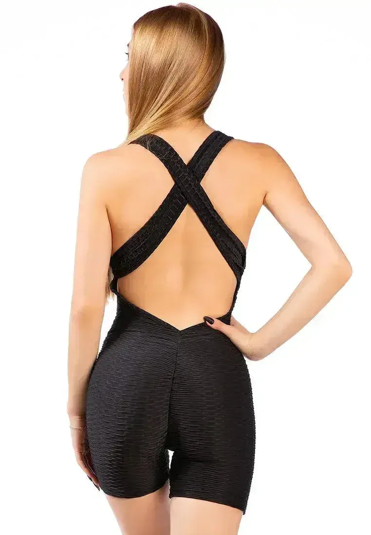 Back Cross Strap Yoga Jumpsuit – Moisture-Wicking 95% Polyester