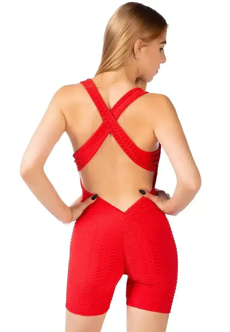 Back Cross Strap Yoga Jumpsuit – Moisture-Wicking 95% Polyester