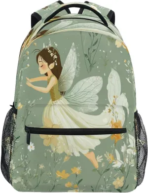 Backpack for Teens Boys Girls Fashion Stylish Travel Bags with Chest Strap Gift Men & Women Cartoon Sweet Fairy Sage Green