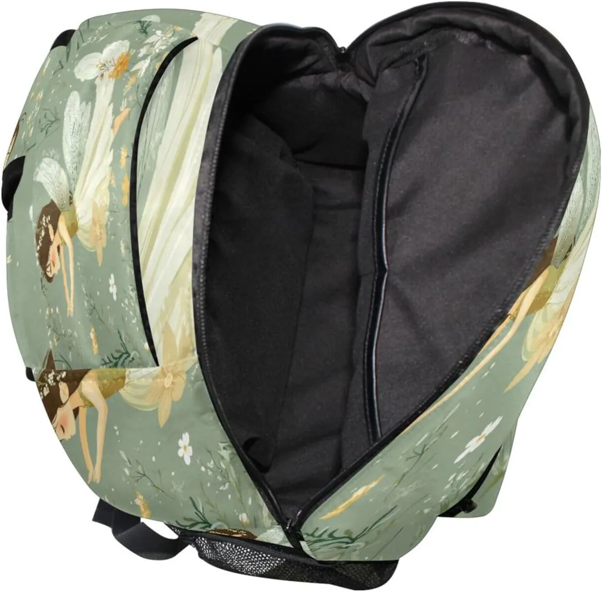 Backpack for Teens Boys Girls Fashion Stylish Travel Bags with Chest Strap Gift Men & Women Cartoon Sweet Fairy Sage Green