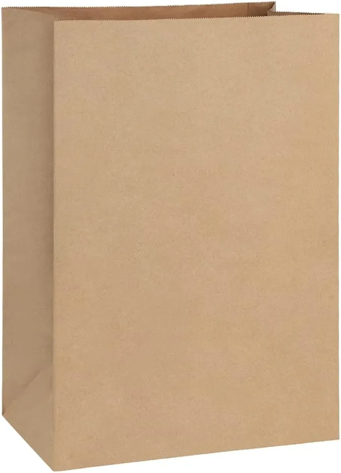 BagDream Grocery Bags 12x7x17 Inches 100Pcs Heavy Duty Kraft Brown Paper Grocery Bags, Durable Recyclable Paper Barrel Sacks, for Gifts, Retail, Storage, Wrapping, Food Delivery