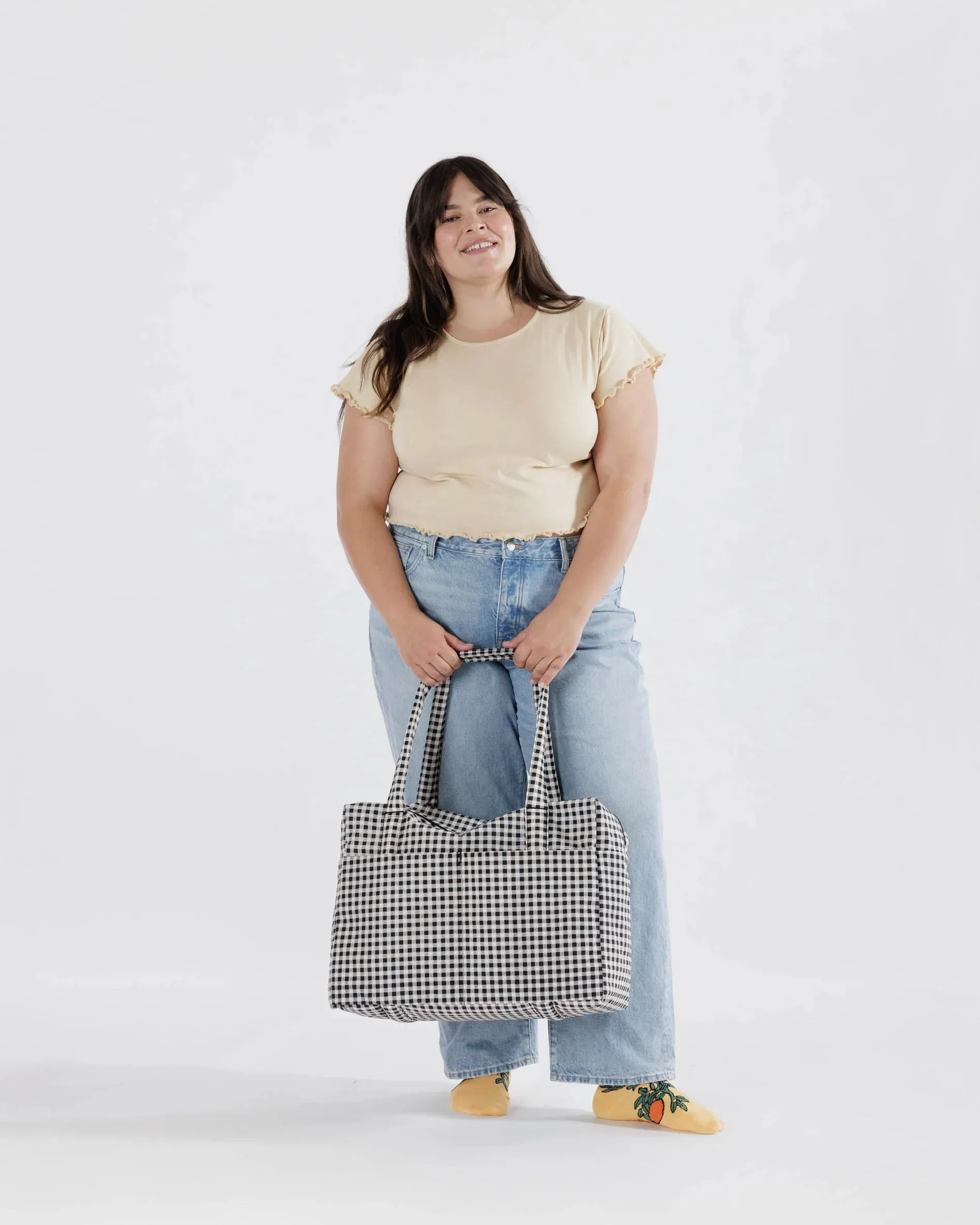 BAGGU Cloud Carry-on Bag - Black & White Gingham