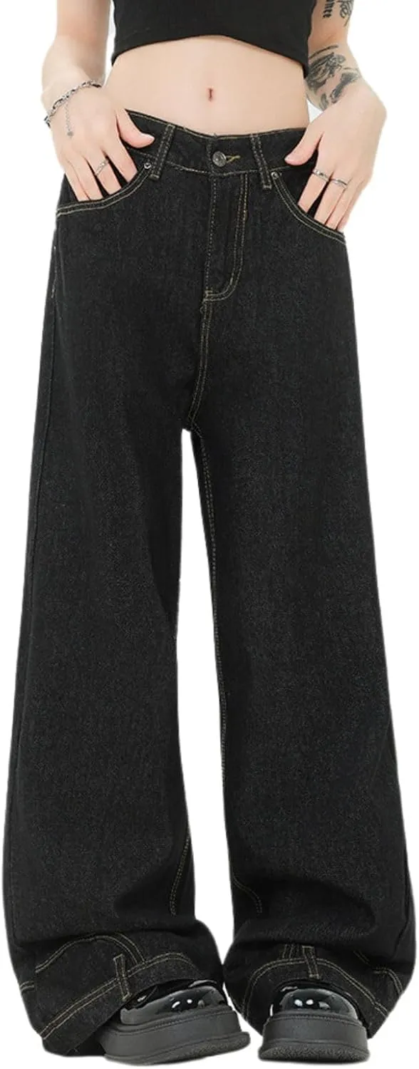 Baggy Jeans for Women Men Ripped Straight Leg Pants High Waisted Distressed Jeans Y2K Grunge Summer Clothes.