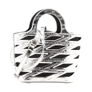 Balenciaga Neo Basket Metallic Silver Leather Small Satchel Bag