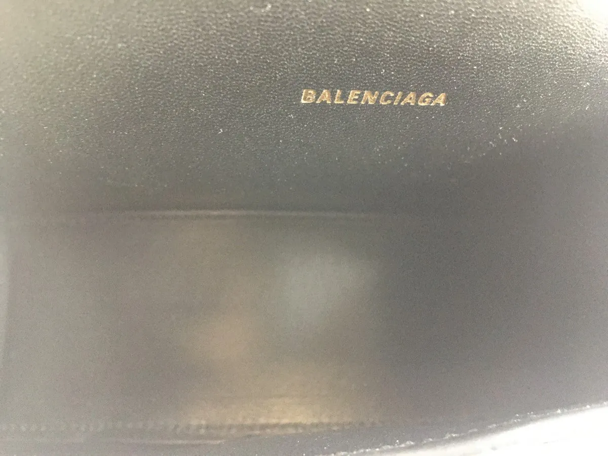 BALENCIAGA XS HOURGLASS CROC-EMBOSSED LEATHER TOP HANDLE BAG