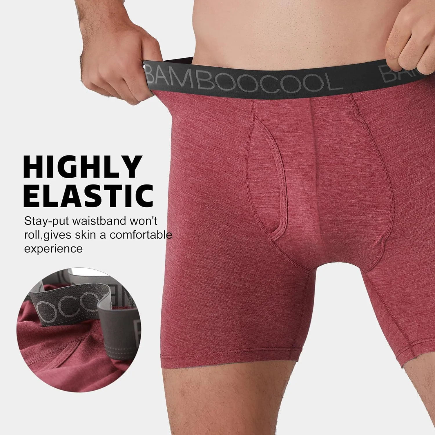 BAMBOO COOL Breathable Men's Underwear Modern Multipack Comfortsoft Moisture-Wicking Boxer Briefs 6 Pack