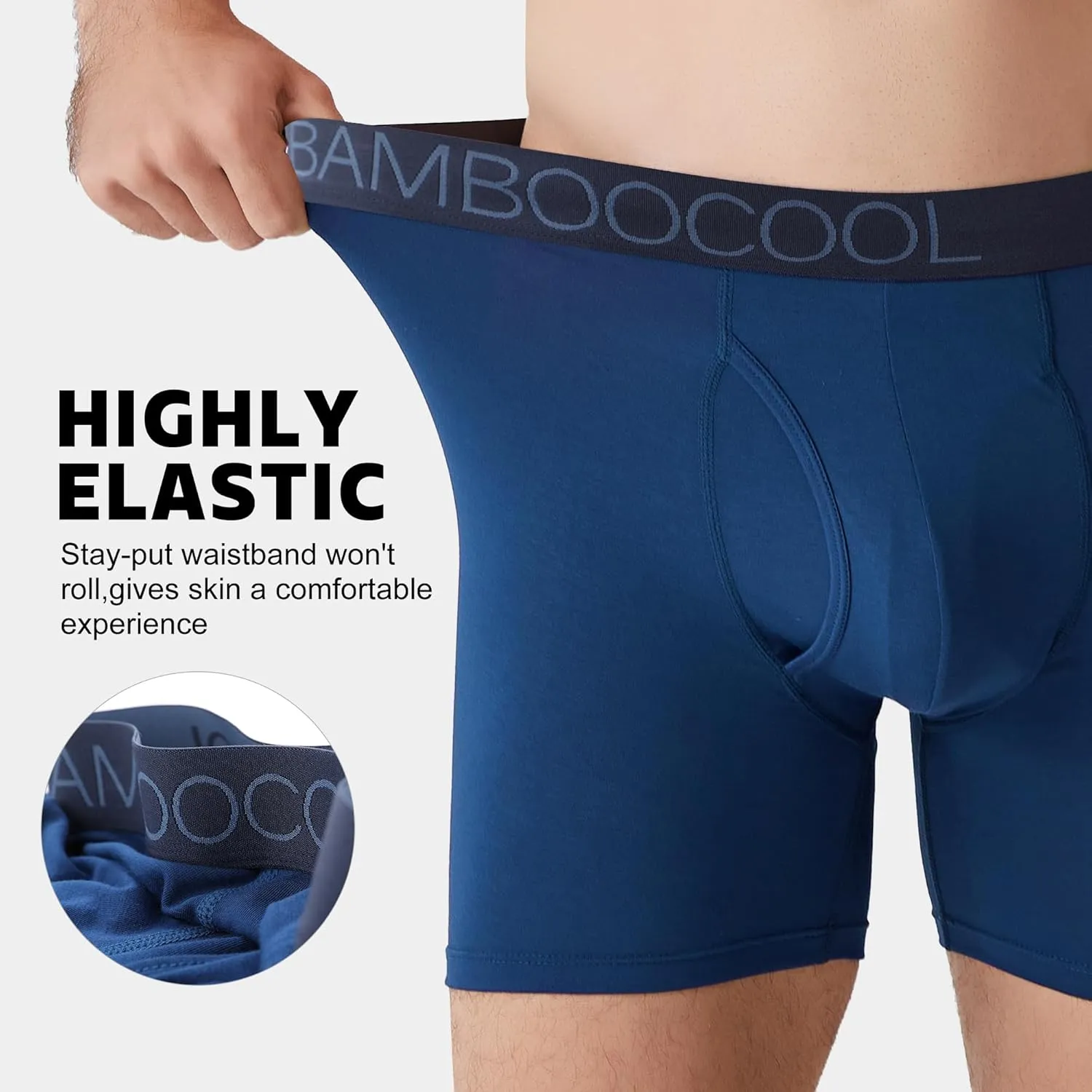 BAMBOO COOL Breathable Men's Underwear Modern Multipack Comfortsoft Moisture-Wicking Boxer Briefs 6 Pack
