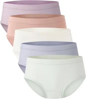 BAMBOO COOL Womens Underwear, Moisture-Wicking Briefs, Soft and Breathable Panties, Mid Waist, 5-Pack
