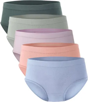 BAMBOO COOL Womens Underwear, Moisture-Wicking Briefs, Soft and Breathable Panties, Mid Waist, 5-Pack