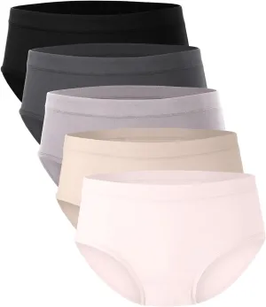 BAMBOO COOL Womens Underwear, Moisture-Wicking Briefs, Soft and Breathable Panties, Mid Waist, 5-Pack