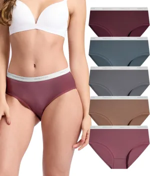 BAMBOO COOL Womens Underwear, Moisture-Wicking Briefs, Soft and Breathable Panties, Mid Waist, 5-Pack