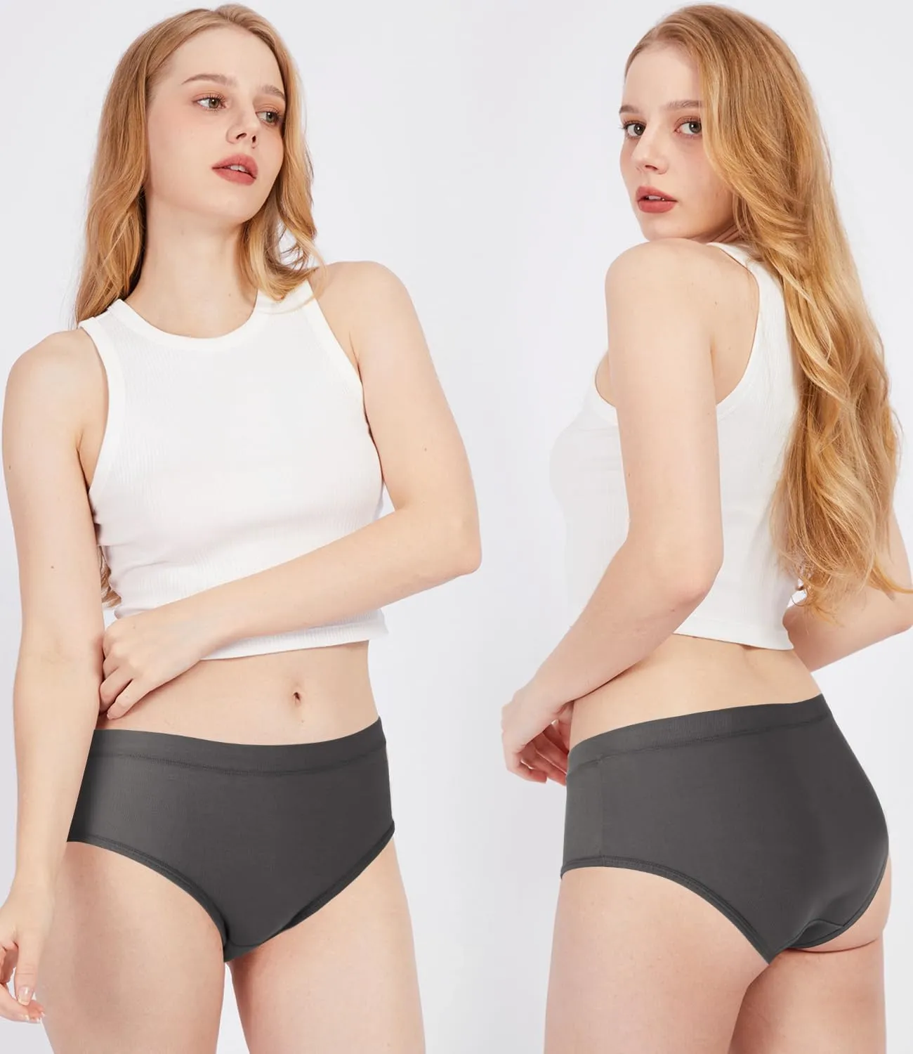 BAMBOO COOL Womens Underwear, Moisture-Wicking Briefs, Soft and Breathable Panties, Mid Waist, 5-Pack