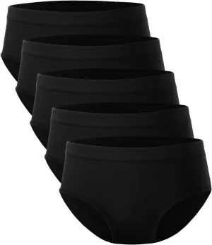 BAMBOO COOL Womens Underwear, Moisture-Wicking Briefs, Soft and Breathable Panties, Mid Waist, 5-Pack
