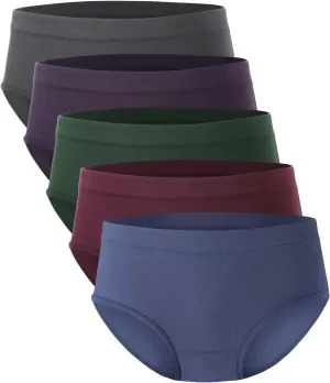 BAMBOO COOL Womens Underwear, Moisture-Wicking Briefs, Soft and Breathable Panties, Mid Waist, 5-Pack