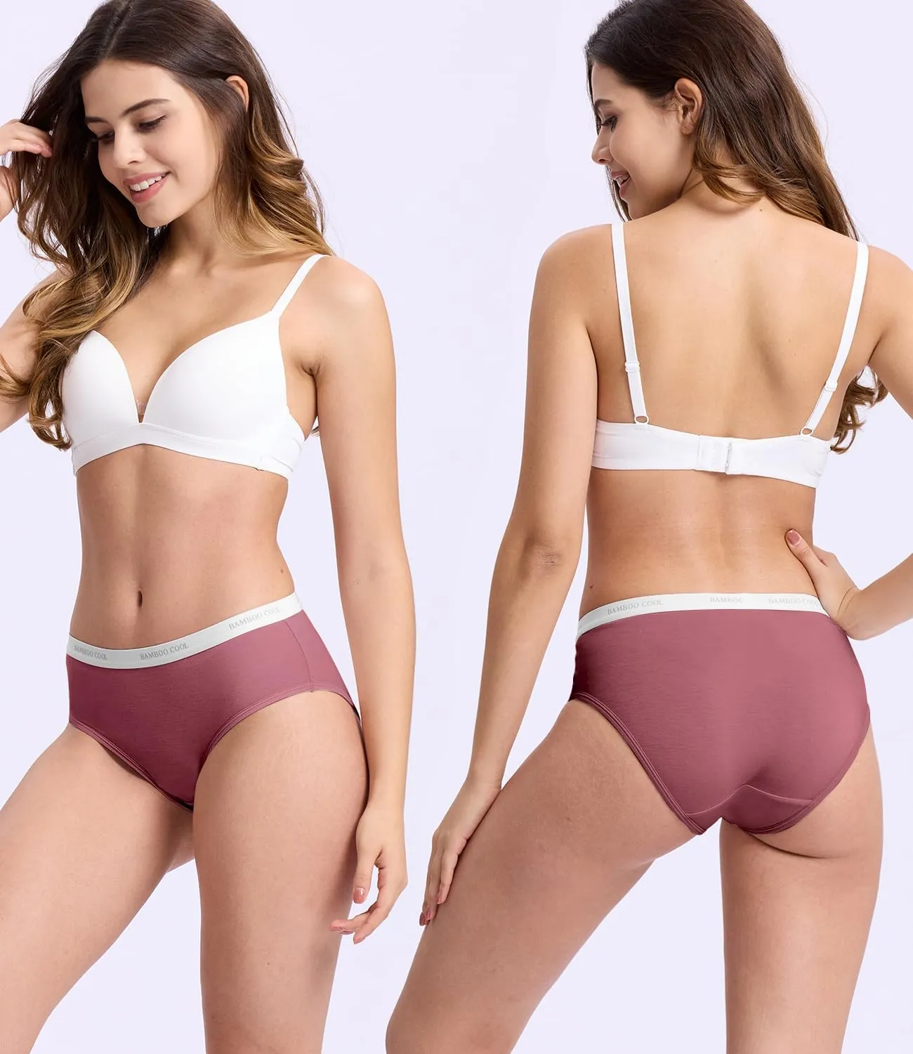 BAMBOO COOL Womens Underwear, Moisture-Wicking Briefs, Soft and Breathable Panties, Mid Waist, 5-Pack