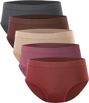 BAMBOO COOL Womens Underwear, Moisture-Wicking Briefs, Soft and Breathable Panties, Mid Waist, 5-Pack