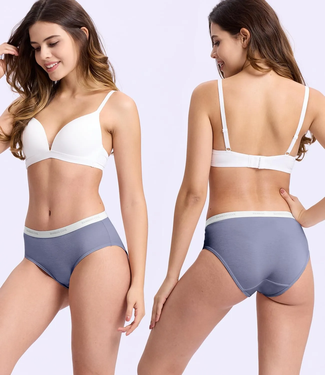 BAMBOO COOL Womens Underwear, Moisture-Wicking Briefs, Soft and Breathable Panties, Mid Waist, 5-Pack