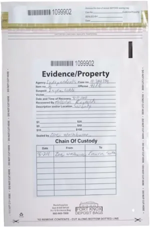 BankSupplies Clear Evidence Bags | Case of 100 | 9W x 12H | Tamper Evident Seal | Write-On Panel for Information | Plastic Safety Security Bag | Serial Numbers & Tear Off