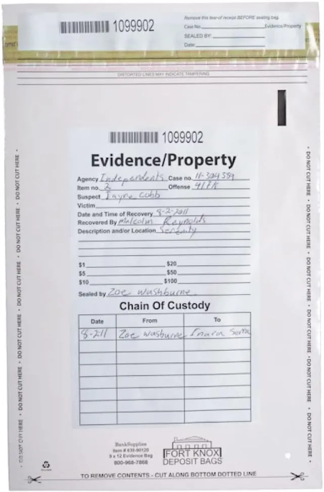 BankSupplies Clear Evidence Bags | Case of 100 | 9W x 12H | Tamper Evident Seal | Write-On Panel for Information | Plastic Safety Security Bag | Serial Numbers & Tear Off