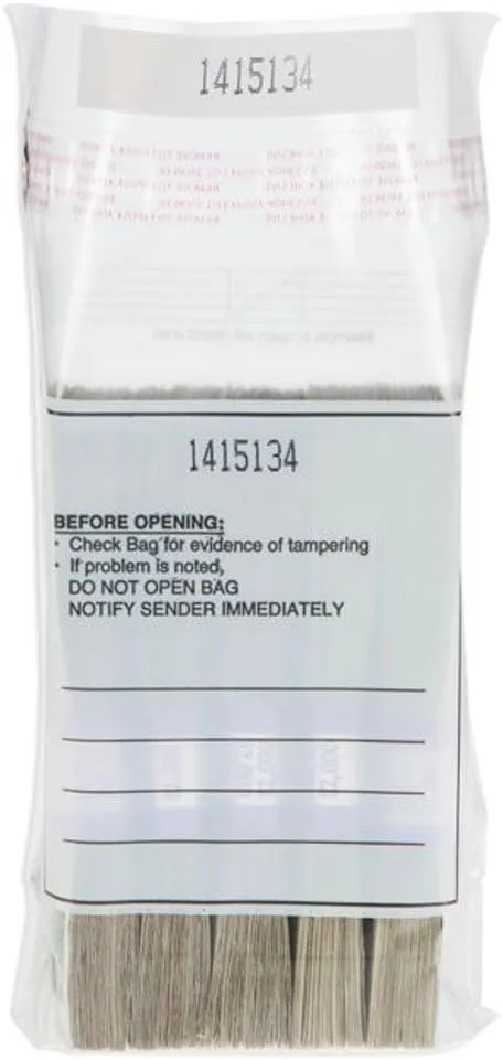 BankSupplies Five Strap Cash Deposit Bags | 6.5W x 7.5H | Pack of 1000 | Clear | Tamper Evident Tape | Write-on Panel | 500 Note Sequential Numbering & Tear-Off Receipt | Security Deposit Bags