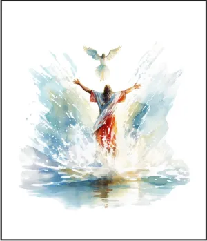 Baptism of Christ Watercolor Cotton Fat Quarter Panel