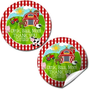 Barnyard Bash Birthday Party Sticker Labels, 40 2" Party Circle Stickers by AmandaCreation, Great for Party Favors, Envelope Seals & Goodie Bags