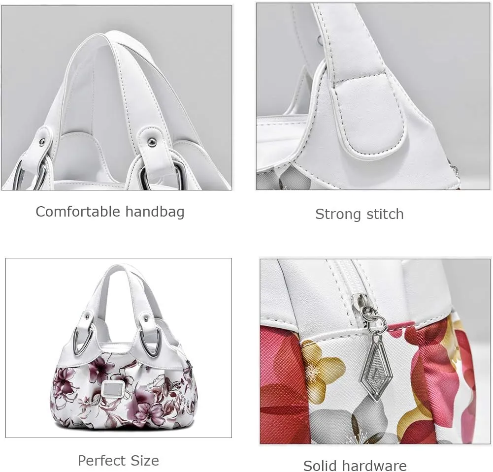 Barsine Vegan Leather Purse for Women Fashion Hobo Style Floral Handbag