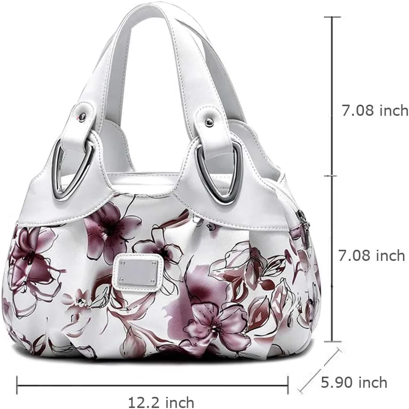 Barsine Vegan Leather Purse for Women Fashion Hobo Style Floral Handbag