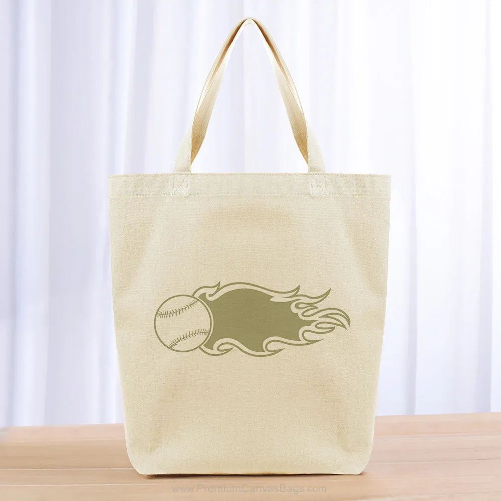 Baseball Flame Tote Bag - khaki