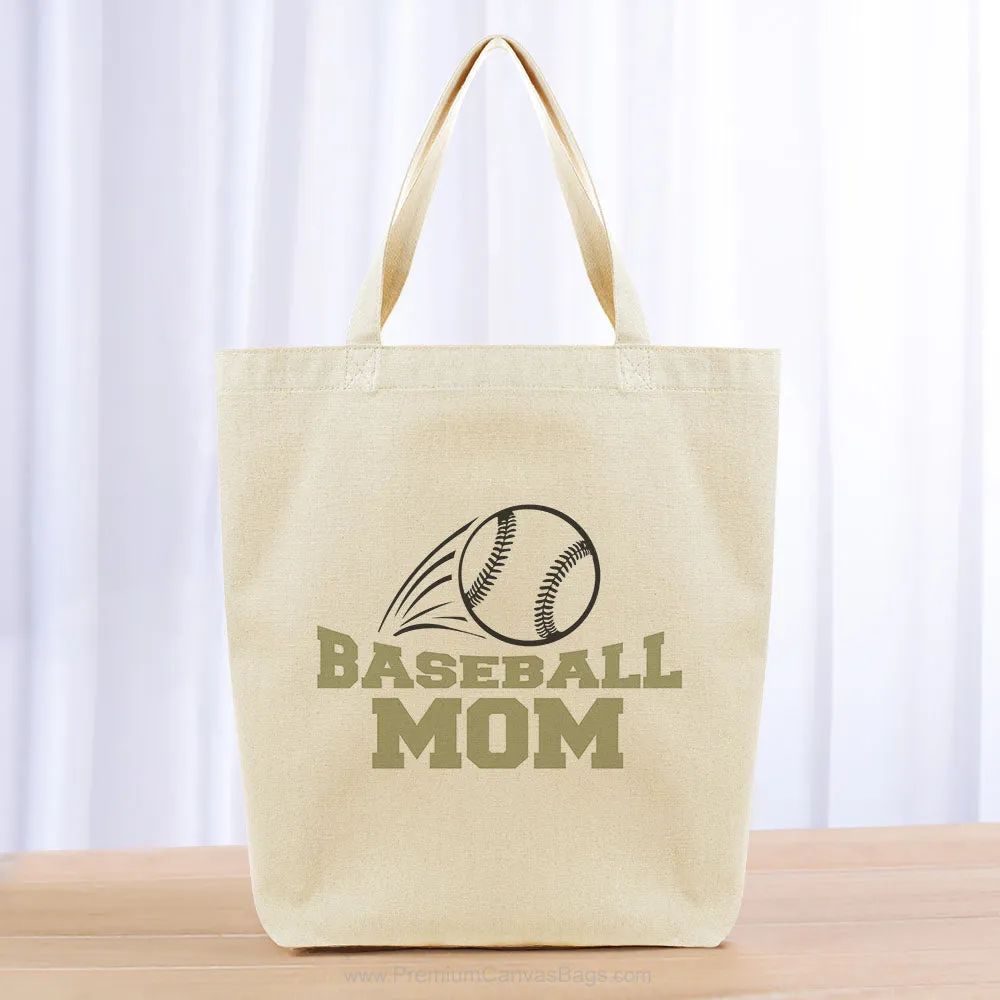 Baseball Mom Tote Bag - black khaki