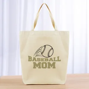 Baseball Mom Tote Bag - black khaki