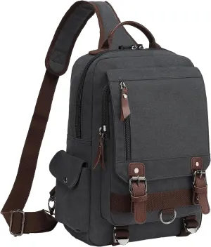 BASICPOWER Messenger Bag Canvas Sling Crossbody Backpack Laptop Casual Travel for Men Women