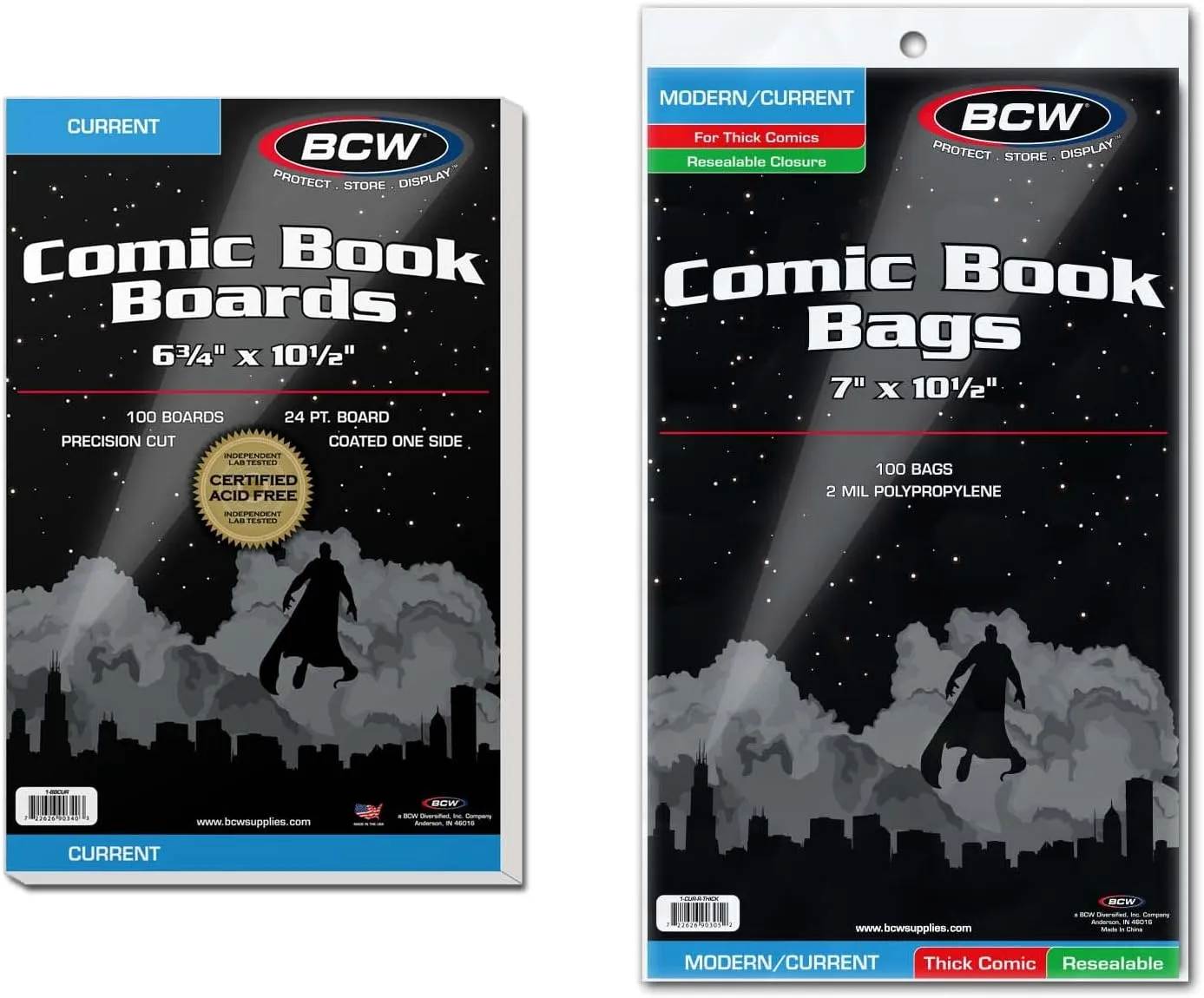 BCW Resealable Thick Current Comic Bags & Backing Boards (100 ct) | Acid-Free Comic Bags and Boards Storage & Protector | Ideal for Collectors, Displays, and Safe Storage of Comic Books