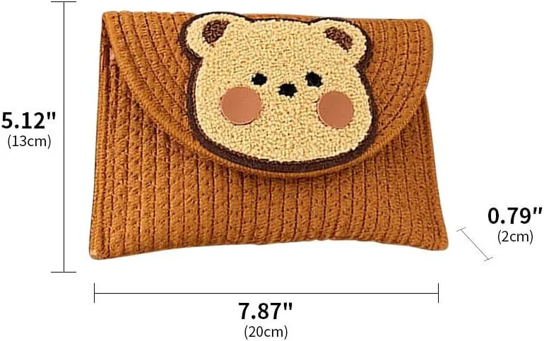 Bear Cotton Woven Crossbody Bags for Women Shoulder Wallet Purses for Women Envelope Pack Beach Holiday Travel Bag