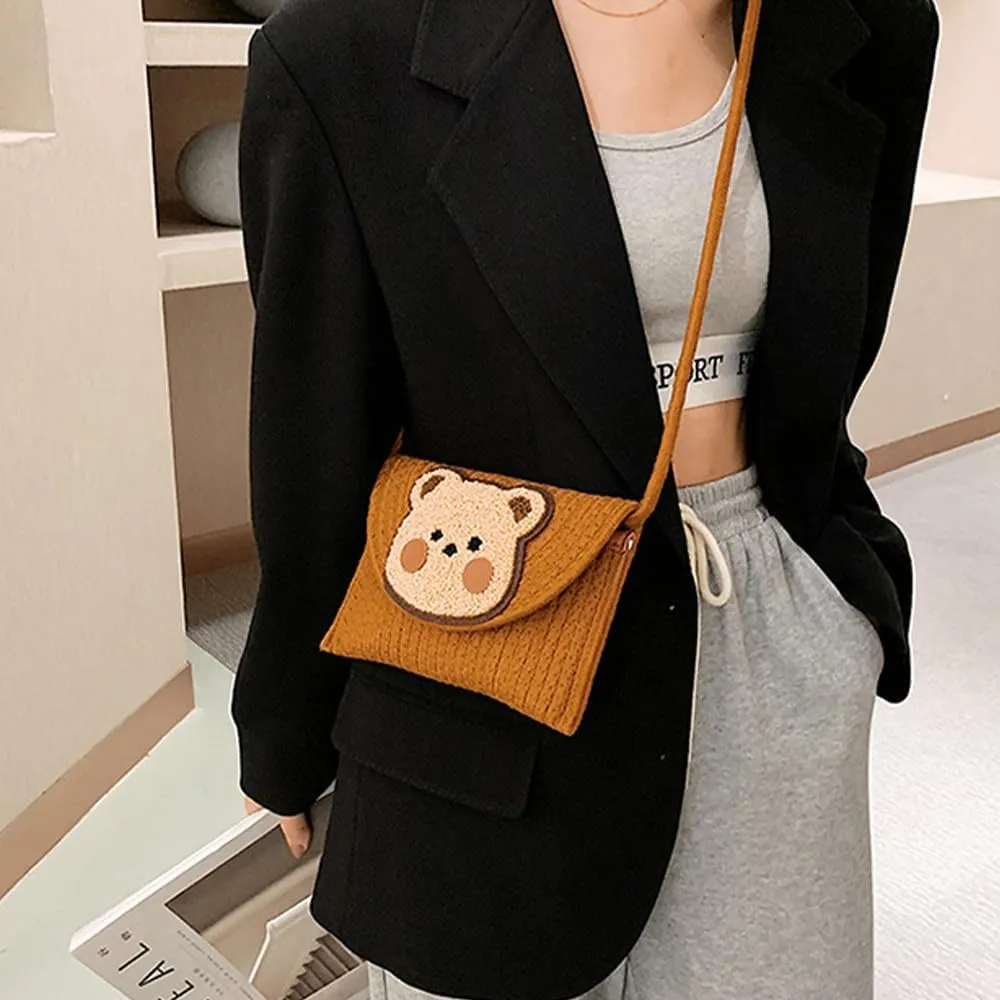 Bear Cotton Woven Crossbody Bags for Women Shoulder Wallet Purses for Women Envelope Pack Beach Holiday Travel Bag